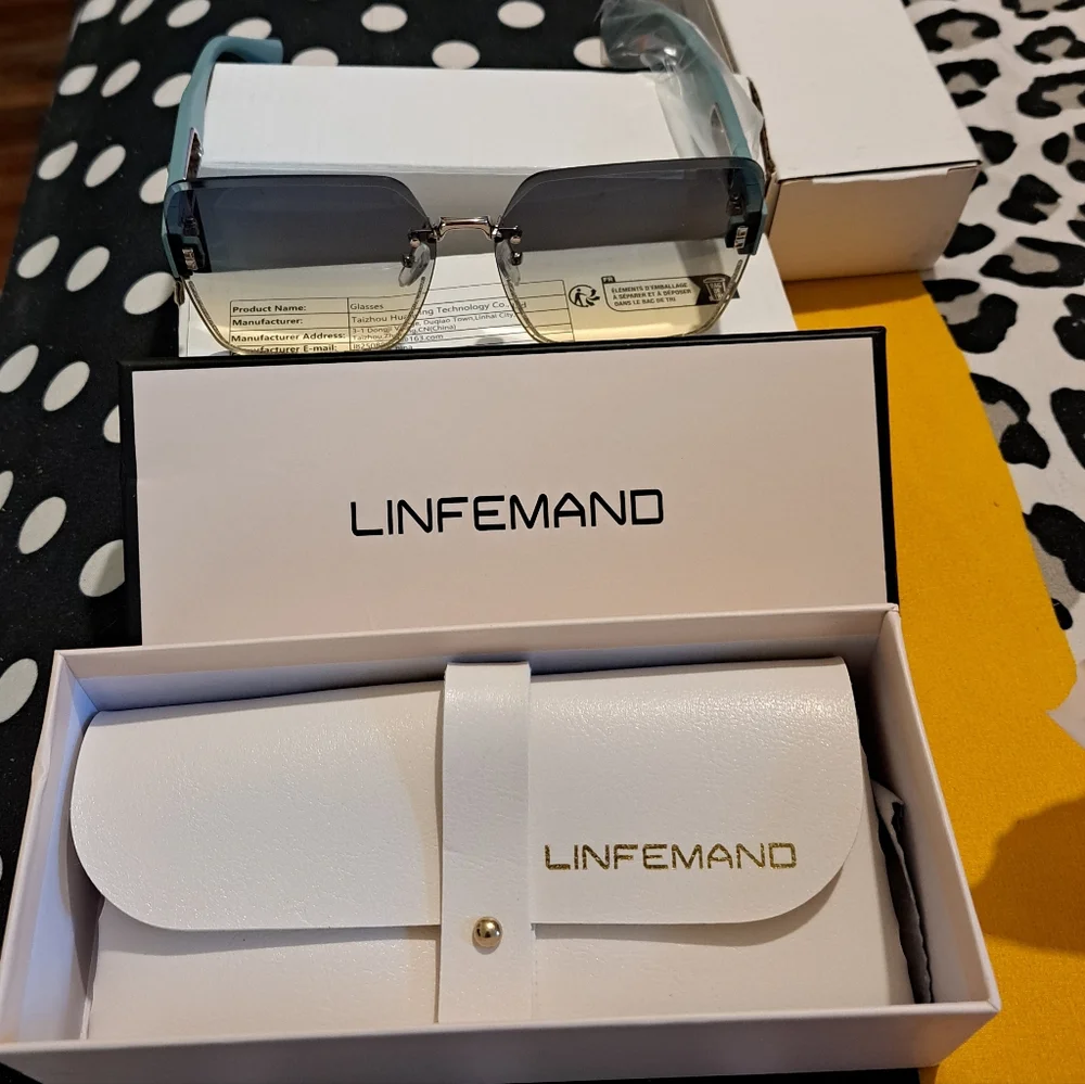 LINFEMAND Frameless Gradient Fashion Large Sunglasses, Soft Green